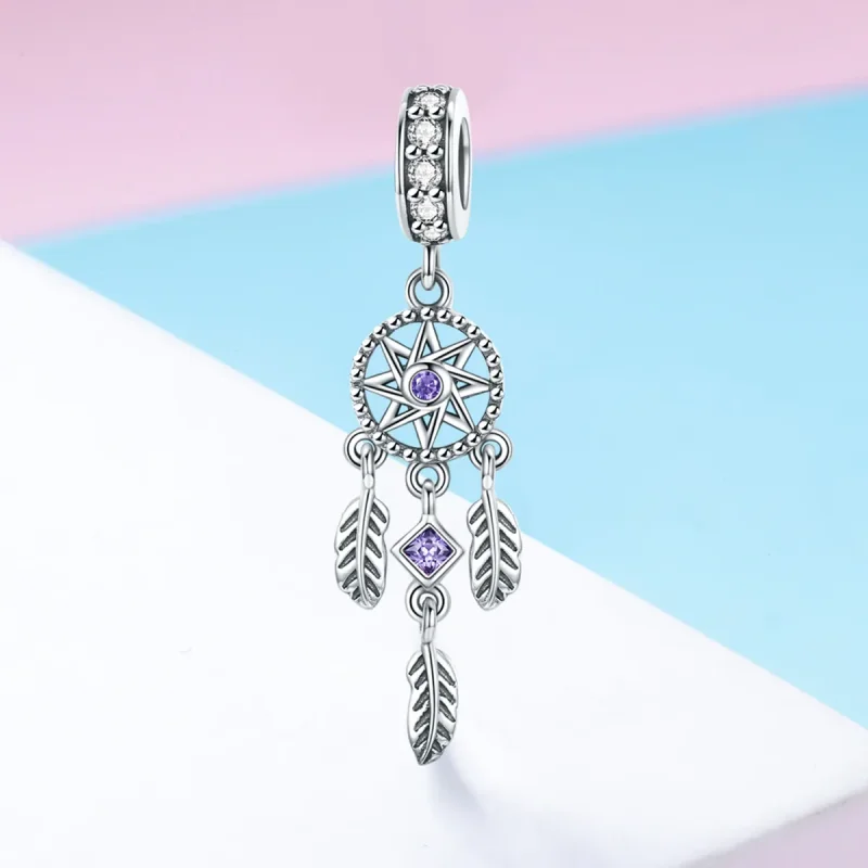 (image for) Pandora Style Silver Bangle Charm, Dreamcatcher - SCC841 - View 2