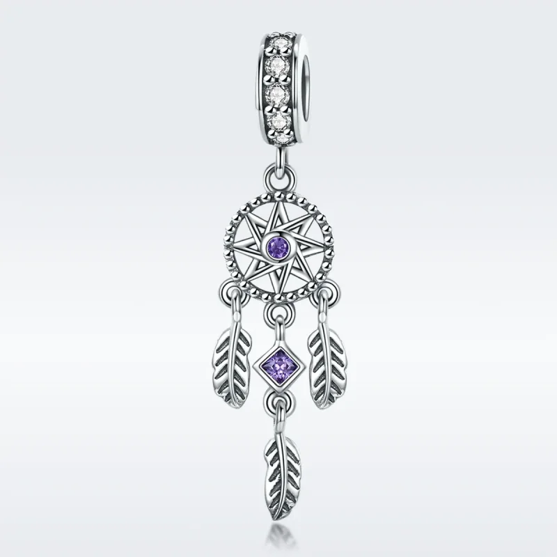 (image for) Pandora Style Silver Bangle Charm, Dreamcatcher - SCC841 - View 3