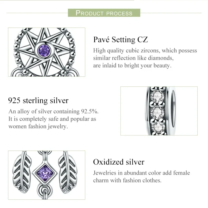 (image for) Pandora Style Silver Bangle Charm, Dreamcatcher - SCC841 - View 7