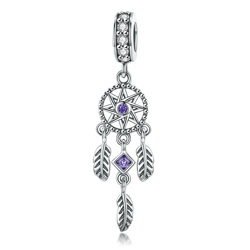 (image for) Pandora Style Silver Bangle Charm, Dreamcatcher - SCC841 - Product Image