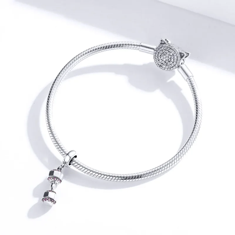 (image for) Pandora Style Silver Bangle Charm, Dumbbell - SCC1340 - View 3