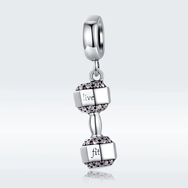 (image for) Pandora Style Silver Bangle Charm, Dumbbell - SCC1340 - View 5