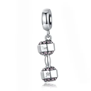 (image for) Pandora Style Silver Bangle Charm, Dumbbell - SCC1340