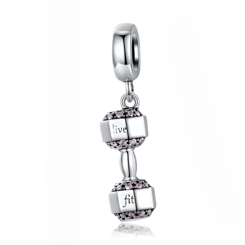 (image for) Pandora Style Silver Bangle Charm, Dumbbell - SCC1340 - Product Image