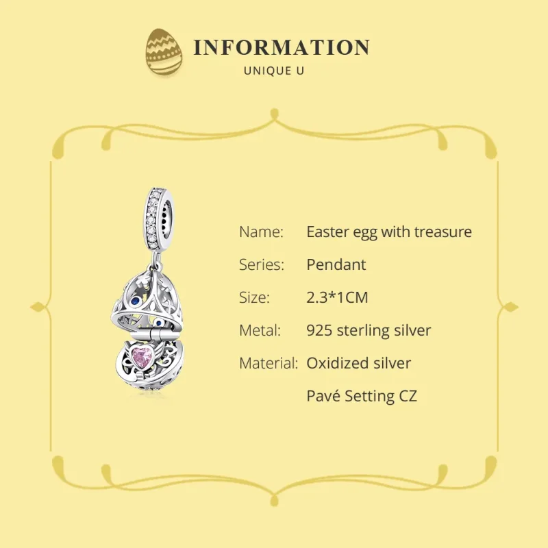 (image for) Pandora Style Silver Bangle Charm, Easter Egg With Treasure - SCC1465 - View 6