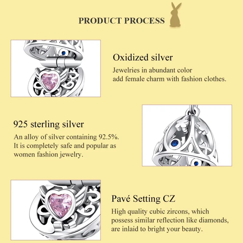 (image for) Pandora Style Silver Bangle Charm, Easter Egg With Treasure - SCC1465 - View 7