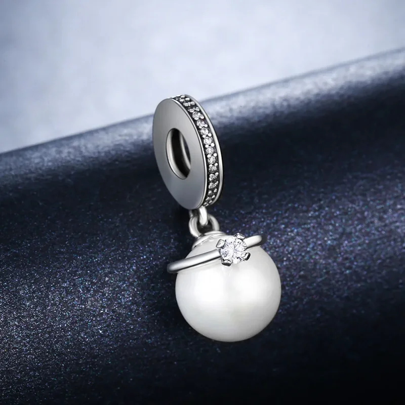 (image for) Pandora Style Silver Bangle Charm, Elegant Pearls - SCC137 - View 6