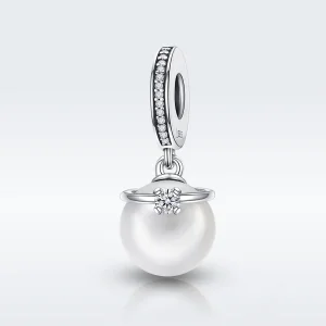 (image for) Pandora Style Silver Bangle Charm, Elegant Pearls - SCC137