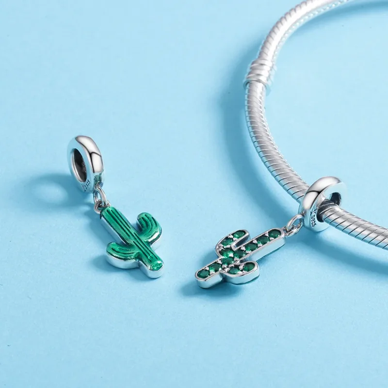 (image for) Pandora Style Silver Bangle Charm, Fresh Cactus - SCC515 - View 5