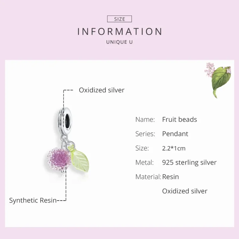 (image for) Pandora Style Silver Bangle Charm, Fruit - SCC1802 - View 7