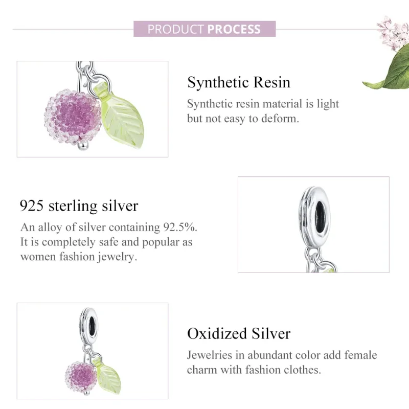(image for) Pandora Style Silver Bangle Charm, Fruit - SCC1802 - View 8