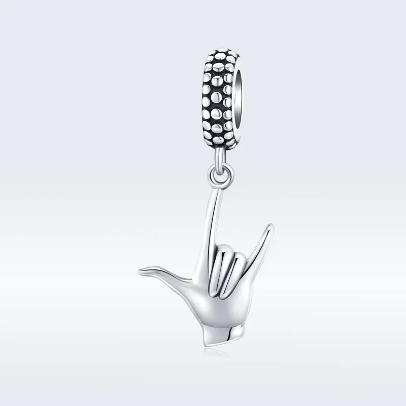 (image for) Pandora Style Silver Bangle Charm, Gesture - SCC1438 - Product Image