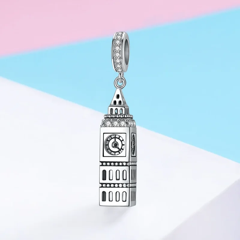 (image for) Pandora Style Silver Bangle Charm, Great Britain Big Ben - SCC868 - View 2