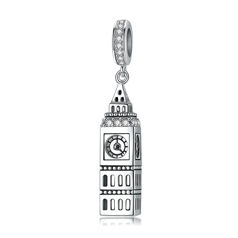 (image for) Pandora Style Silver Bangle Charm, Great Britain Big Ben - SCC868 - Product Image