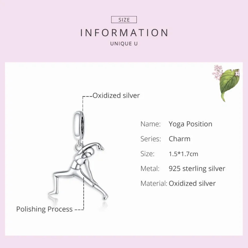 (image for) Pandora Style Silver Bangle Charm, Gymnastics - BSC386 - View 7