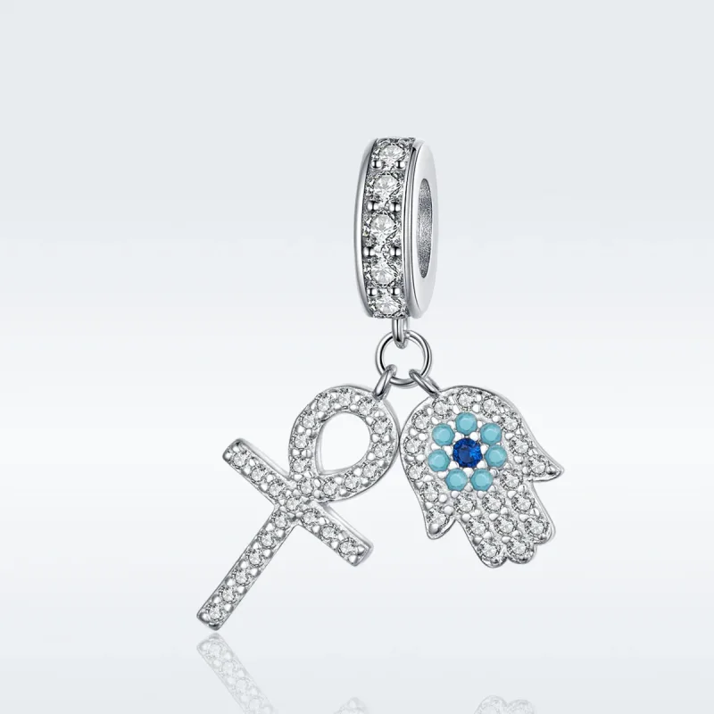 (image for) Pandora Style Silver Bangle Charm, Hand of Fatima - BSC084 - Product Image