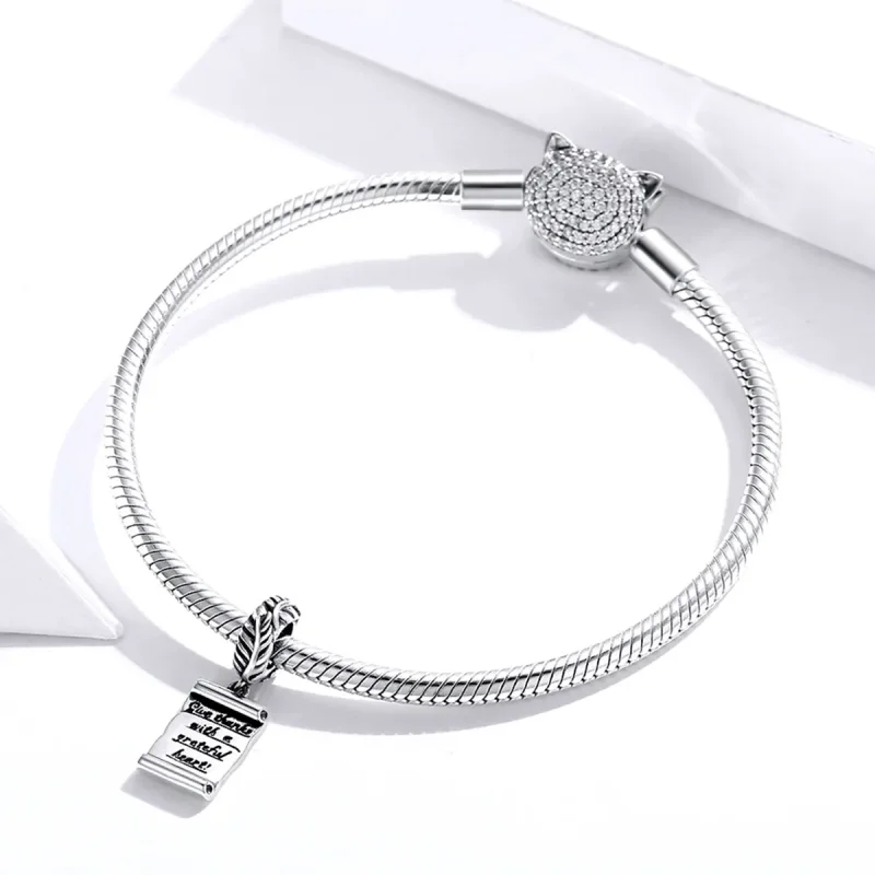 (image for) Pandora Style Silver Bangle Charm, Handwritten Letter - SCC1605 - View 3