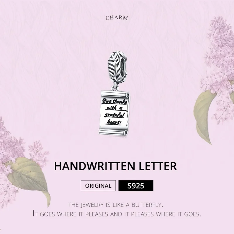 (image for) Pandora Style Silver Bangle Charm, Handwritten Letter - SCC1605 - View 6
