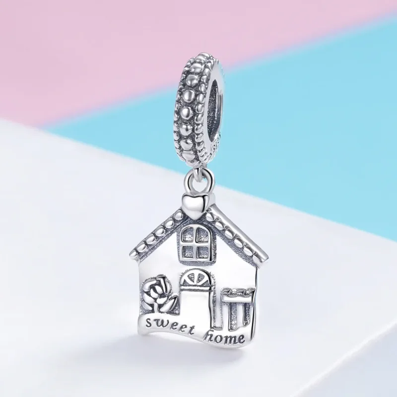 (image for) Pandora Style Silver Bangle Charm, Happy House - SCC913 - View 2
