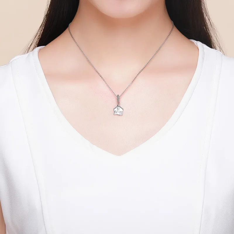 (image for) Pandora Style Silver Bangle Charm, Happy House - SCC913 - View 5