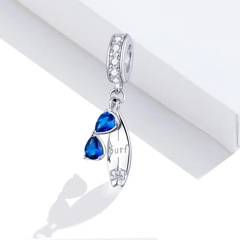 (image for) Pandora Style Silver Bangle Charm, Happy Surfing - BSC263 - View 2