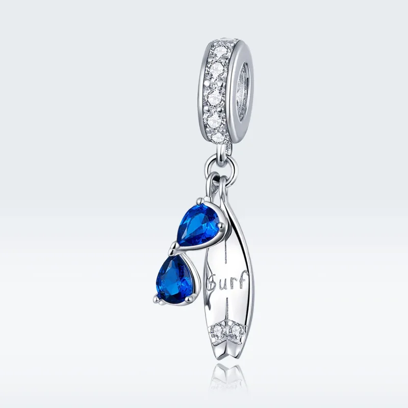 (image for) Pandora Style Silver Bangle Charm, Happy Surfing - BSC263 - View 5