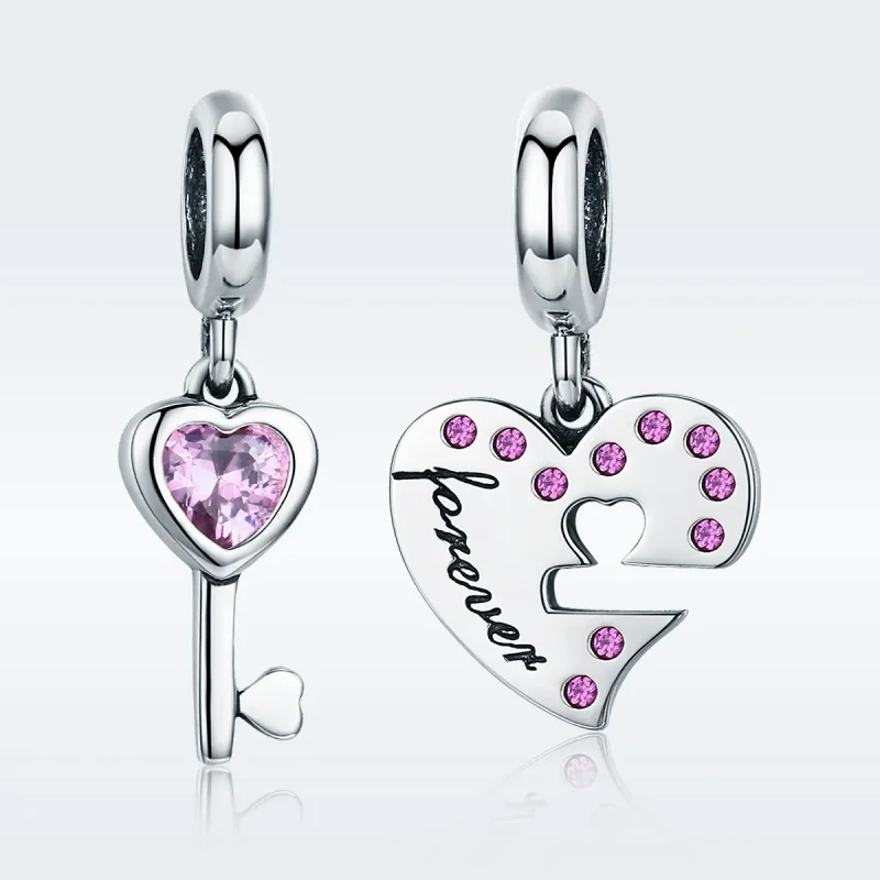 (image for) Pandora Style Silver Bangle Charm, Heart Spoon - SCC638 - View 2