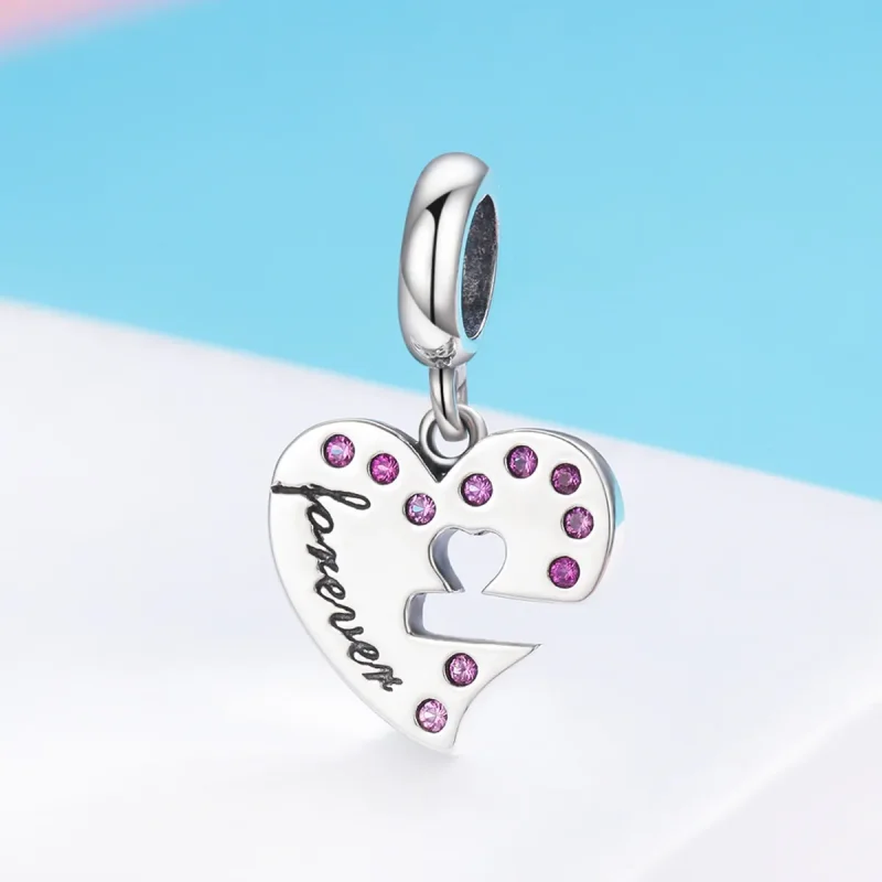 (image for) Pandora Style Silver Bangle Charm, Heart Spoon - SCC638 - View 3