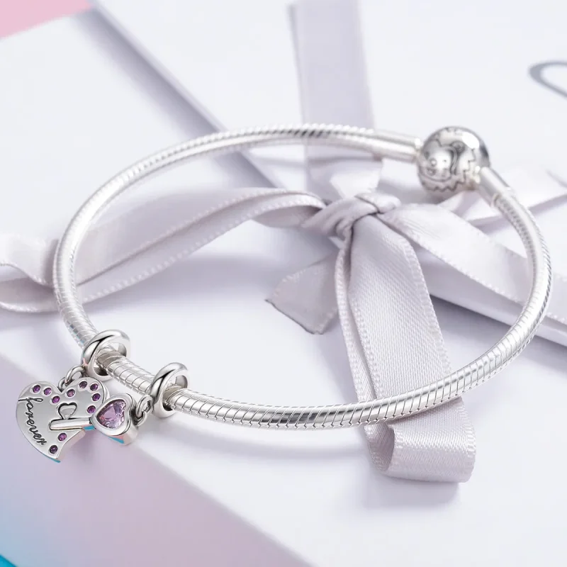 (image for) Pandora Style Silver Bangle Charm, Heart Spoon - SCC638 - View 5