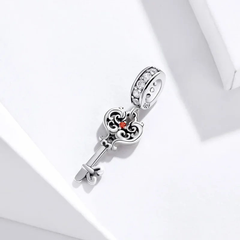 (image for) Pandora Style Silver Bangle Charm, Heartslock - BSC092 - View 2