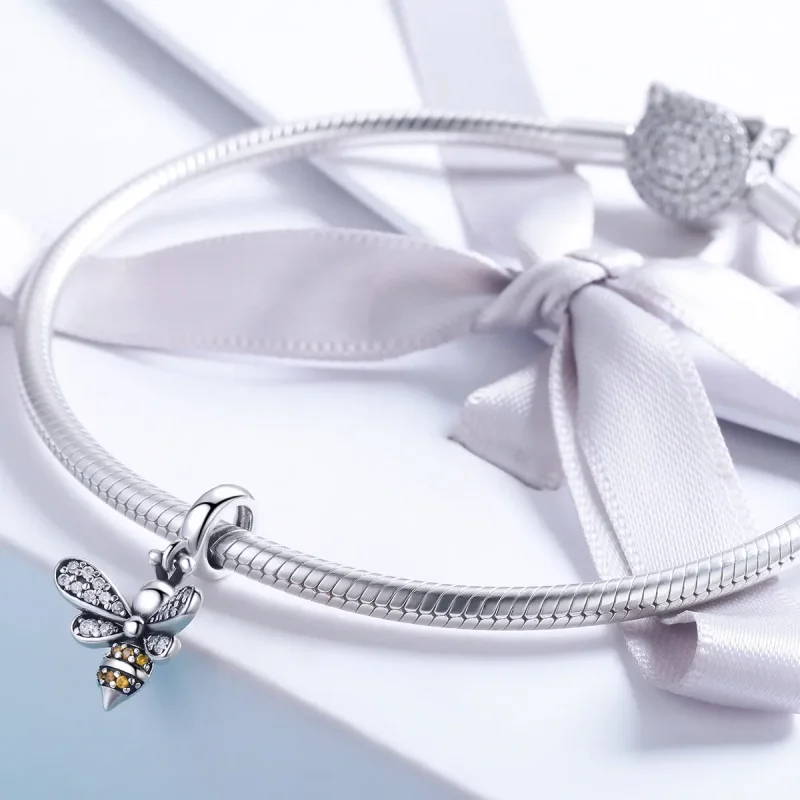 (image for) Pandora Style Silver Bangle Charm, Honey - SCC821 - View 4