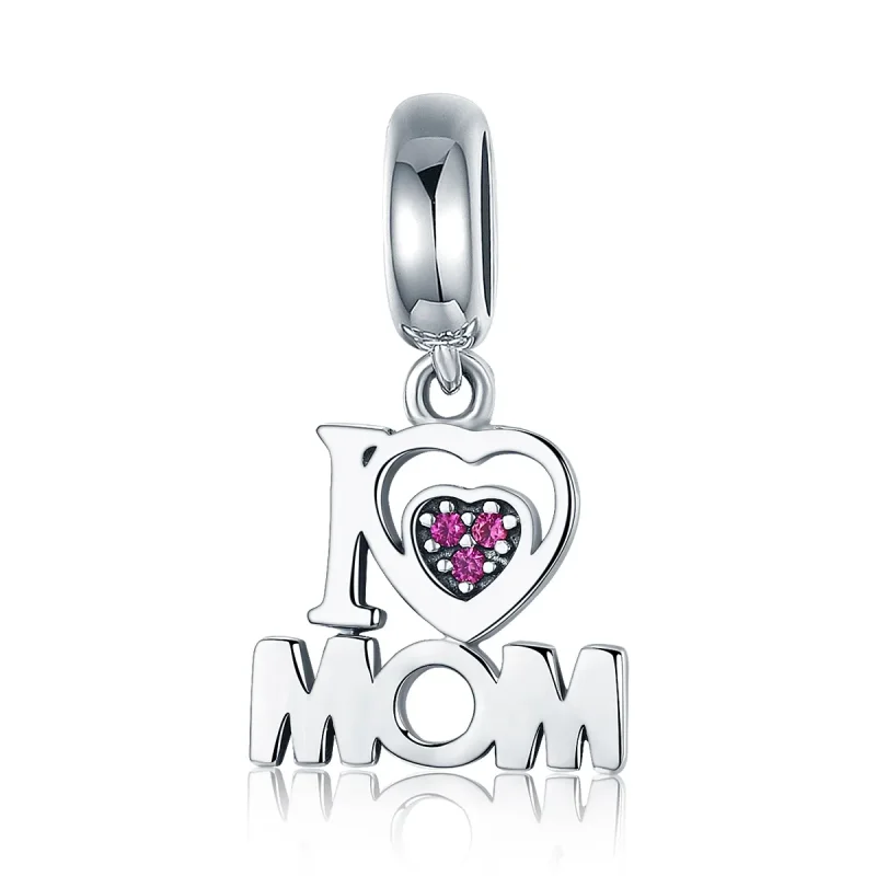 (image for) Pandora Style Silver Bangle Charm, I Love Mom - SCC420 - Product Image