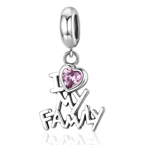 (image for) Pandora Style Silver Bangle Charm, I Love My Family - SCC251