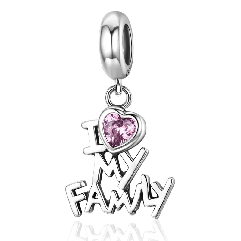 (image for) Pandora Style Silver Bangle Charm, I Love My Family - SCC251 - Product Image
