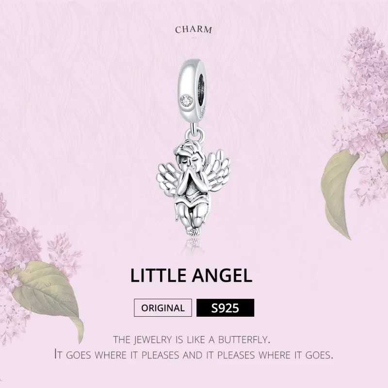 (image for) Pandora Style Silver Bangle Charm, Little Angel - SCC1686 - View 6
