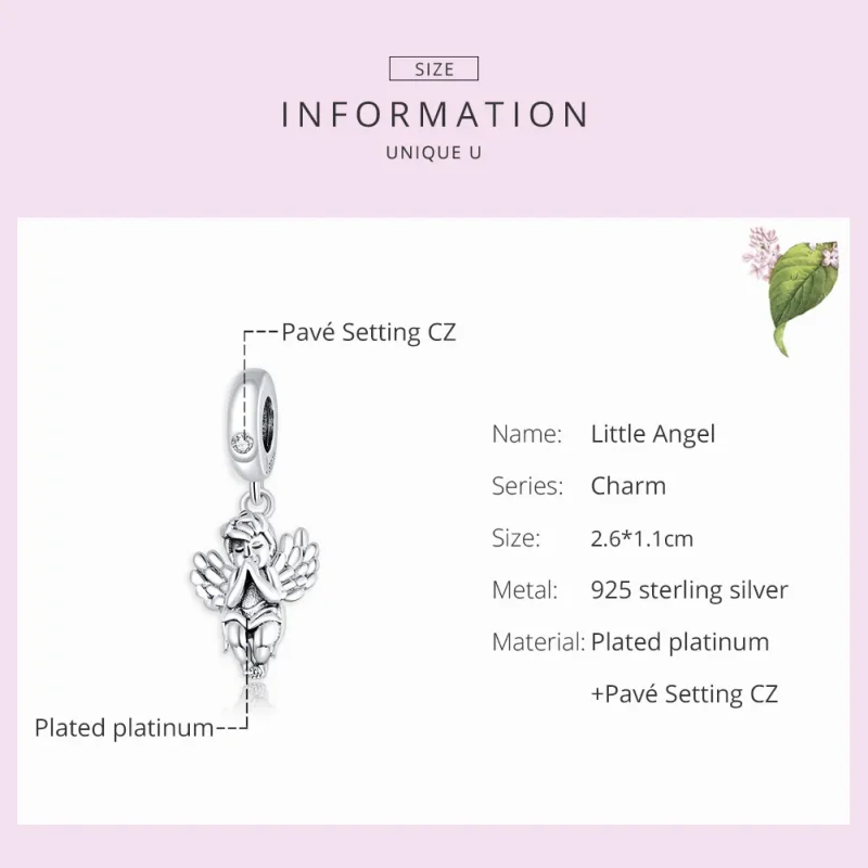 (image for) Pandora Style Silver Bangle Charm, Little Angel - SCC1686 - View 7