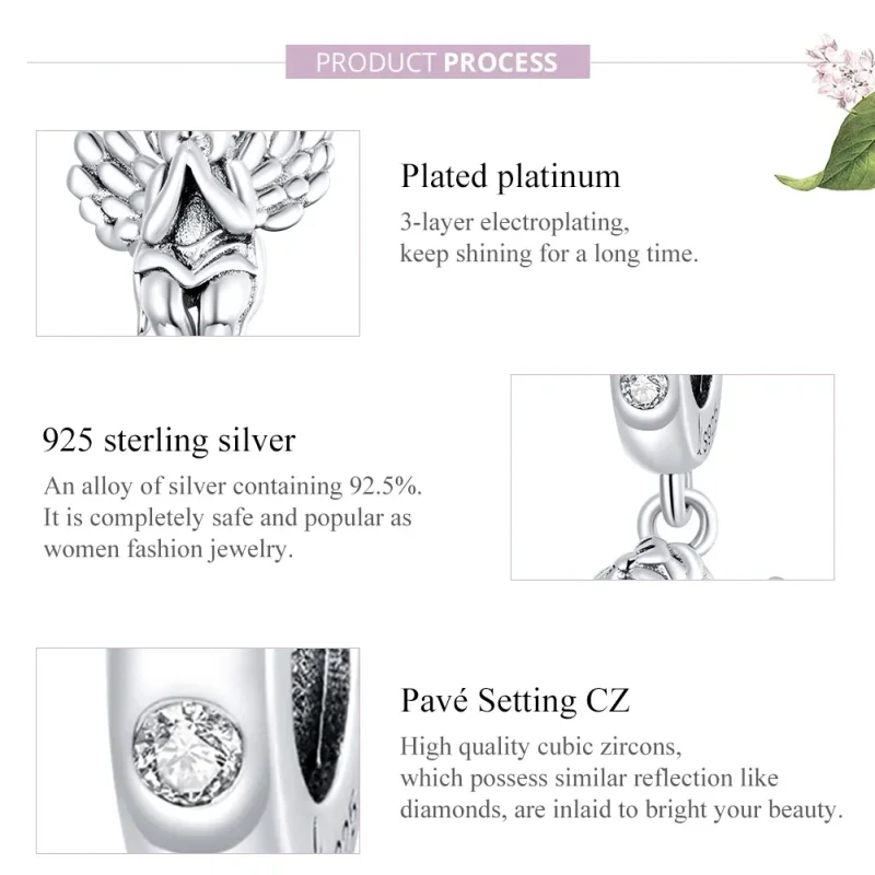 (image for) Pandora Style Silver Bangle Charm, Little Angel - SCC1686 - View 8