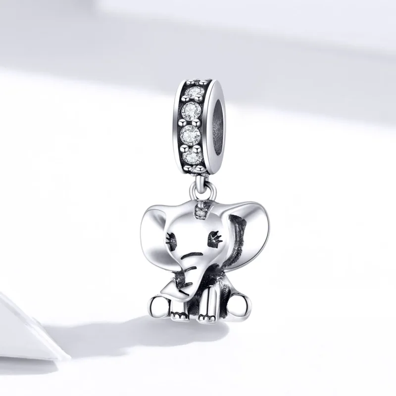 (image for) Pandora Style Silver Bangle Charm, Little Elephant - SCC1338 - View 2