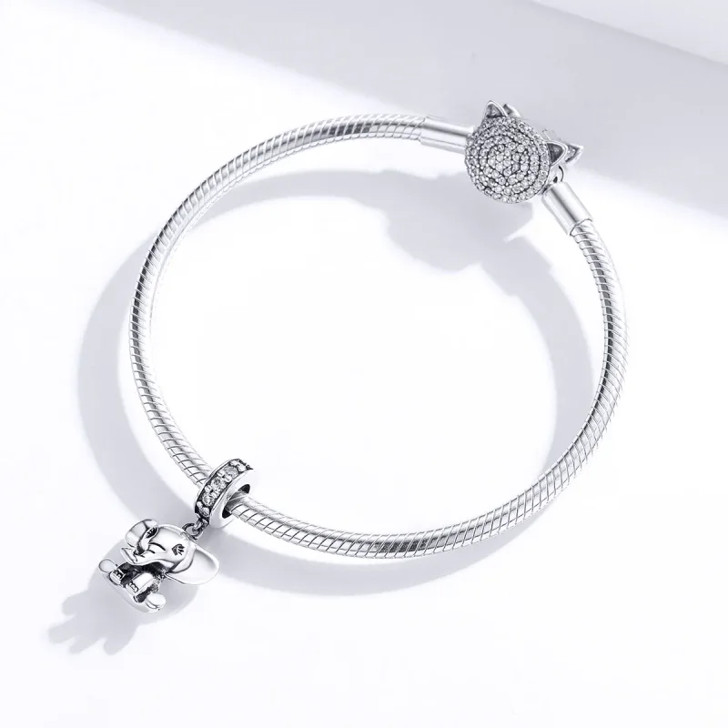 (image for) Pandora Style Silver Bangle Charm, Little Elephant - SCC1338 - View 3
