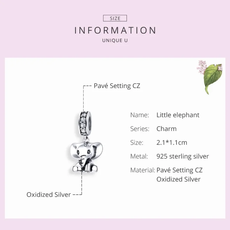 (image for) Pandora Style Silver Bangle Charm, Little Elephant - SCC1338 - View 7