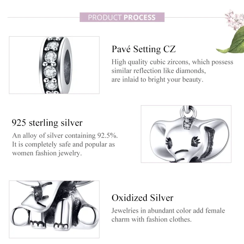 (image for) Pandora Style Silver Bangle Charm, Little Elephant - SCC1338 - View 8