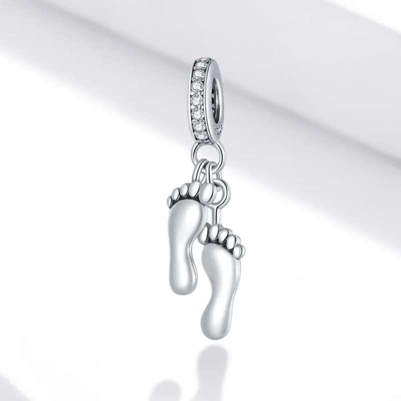 (image for) Pandora Style Silver Bangle Charm, Little Feet - SCC1692 - View 2