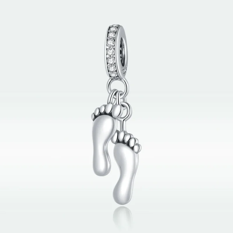 (image for) Pandora Style Silver Bangle Charm, Little Feet - SCC1692 - View 5