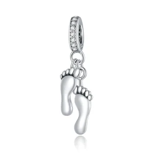 (image for) Pandora Style Silver Bangle Charm, Little Feet - SCC1692