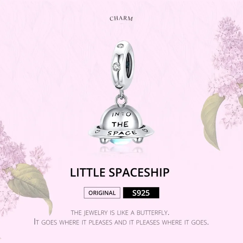 (image for) Pandora Style Silver Bangle Charm, Little Spaceship - SCC1696 - View 6