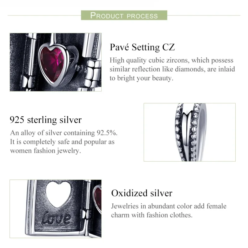 (image for) Pandora Style Silver Bangle Charm, Love Letter - SCC980 - View 7