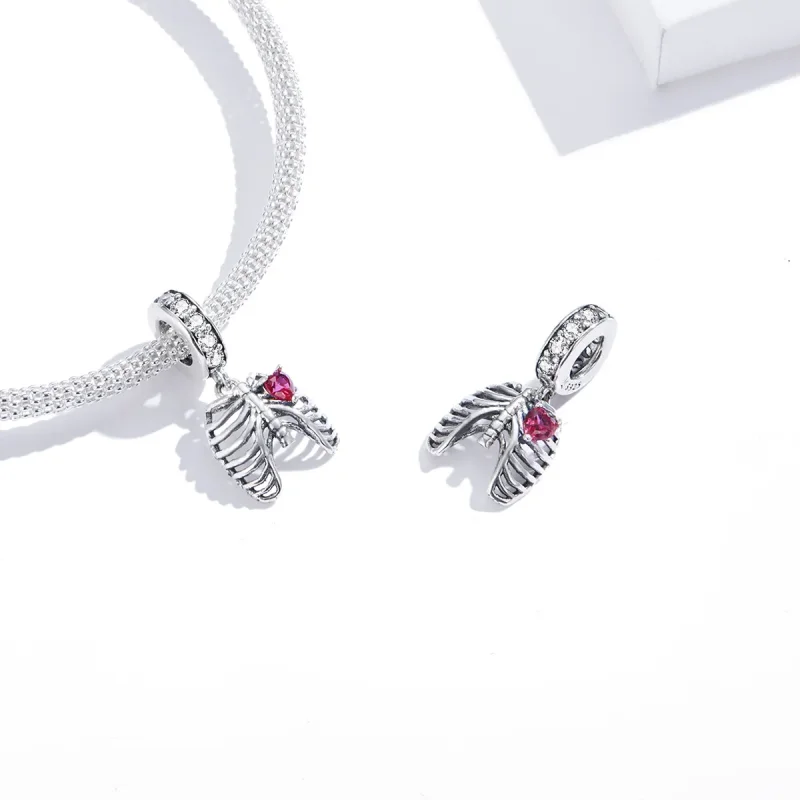 (image for) Pandora Style Silver Bangle Charm, Love Oath of Ribs - SCC1459 - View 3