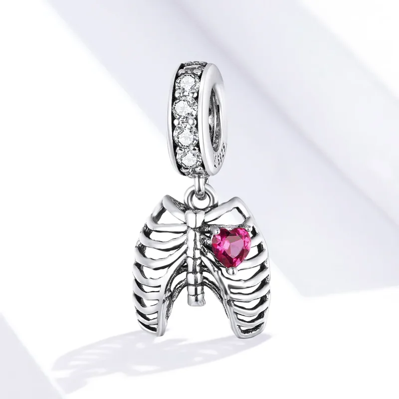 (image for) Pandora Style Silver Bangle Charm, Love Oath of Ribs - SCC1459 - View 4