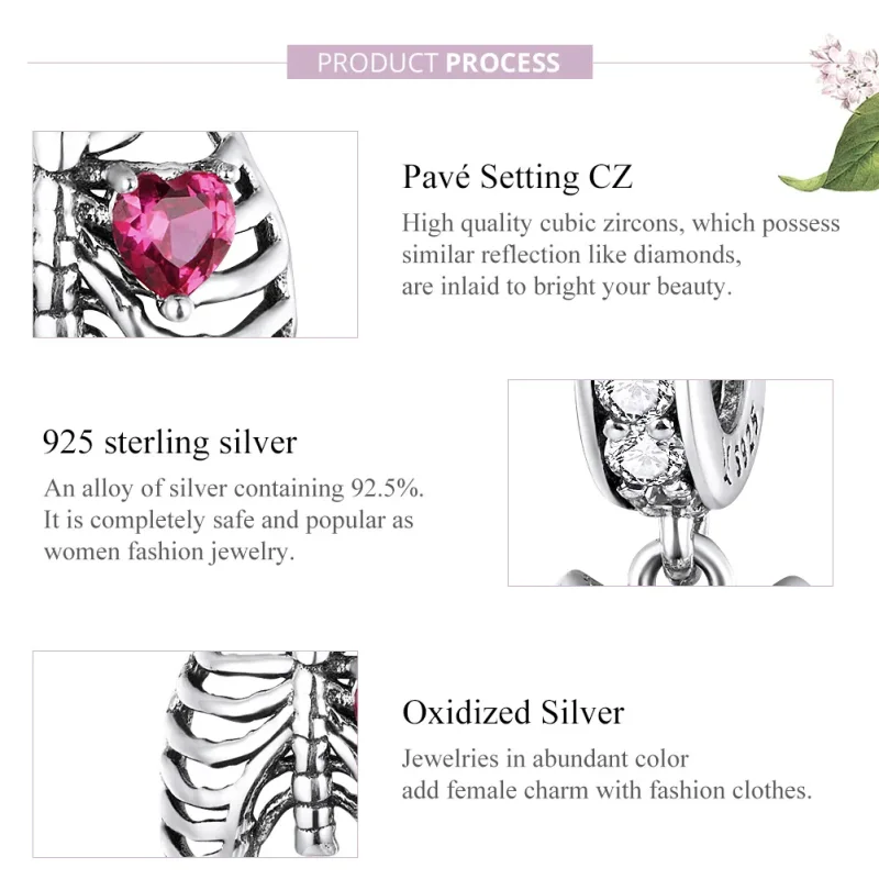 (image for) Pandora Style Silver Bangle Charm, Love Oath of Ribs - SCC1459 - View 8