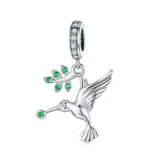 (image for) Pandora Style Silver Bangle Charm, Lovely Flying Birds - SCC982
